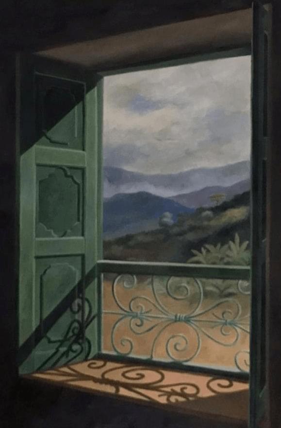 Pintura Ventana de Pedro Pablo Lalinde ventana verde